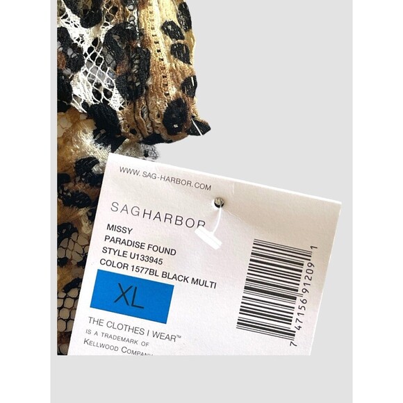 Sag Harbor Shirt Women's Size XL Leopard Embellished Neckline Short Sleeve NWT - Picture 5 of 6